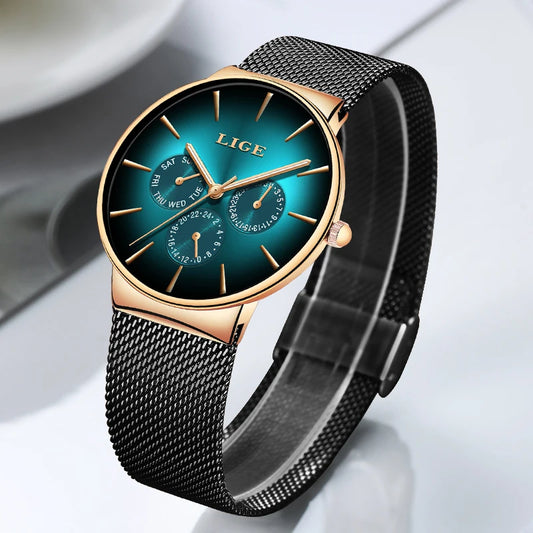 LIGE Women's Elegant Waterproof Quartz Watch – Mesh Steel Strap™