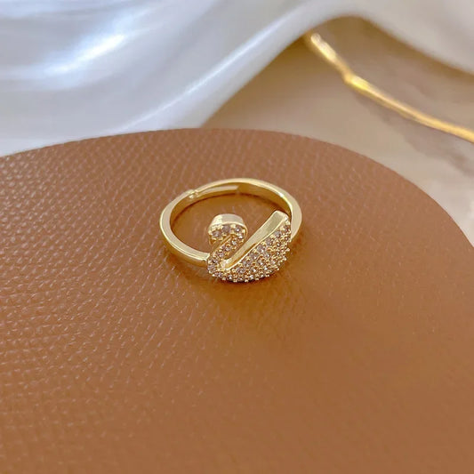 Luxury Zircon Swan Ring for Women - Adjustable Stainless Steel™