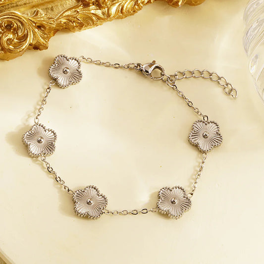 Trendy Gold Flower Stainless Steel Bracelet – Romantic Party & Daily Wear Jewelry for Women™