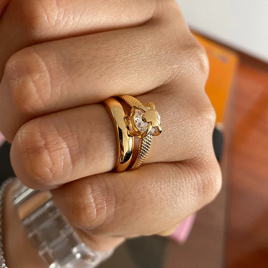 Romantic Gold Heart Ring – Adjustable Luxury Couple Jewelry for Women & Girls™