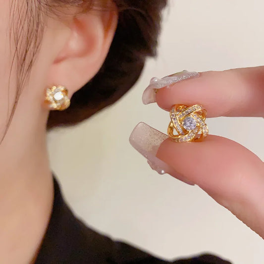 Luxury Zircon Cross Stud Earrings – Elegant Hollow Design for Women™