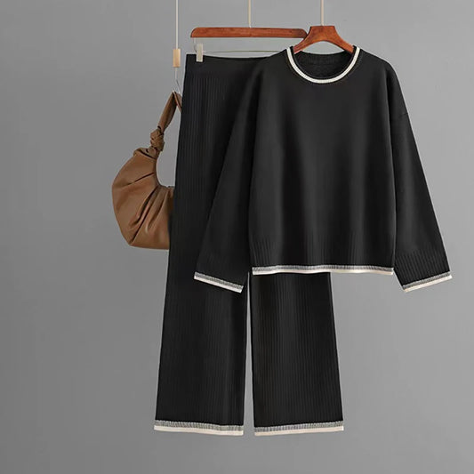 HELIAR Women's 2-Piece Set – Elegant Pullover & Wide-Leg Pants™