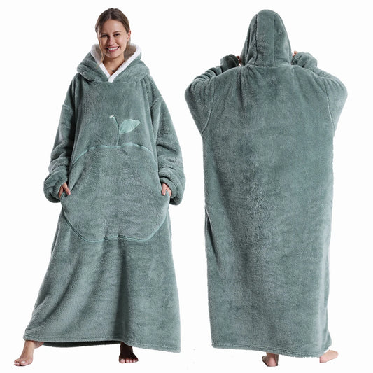 Cozy Flannel Hooded Blanket with Full Sleeves – Perfect for Winter ™