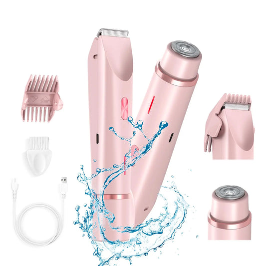 2-in-1 Waterproof Electric Shaver for Women – Wet & Dry Razor with Dual Heads, Bikini Trimmer & Detachable Head™