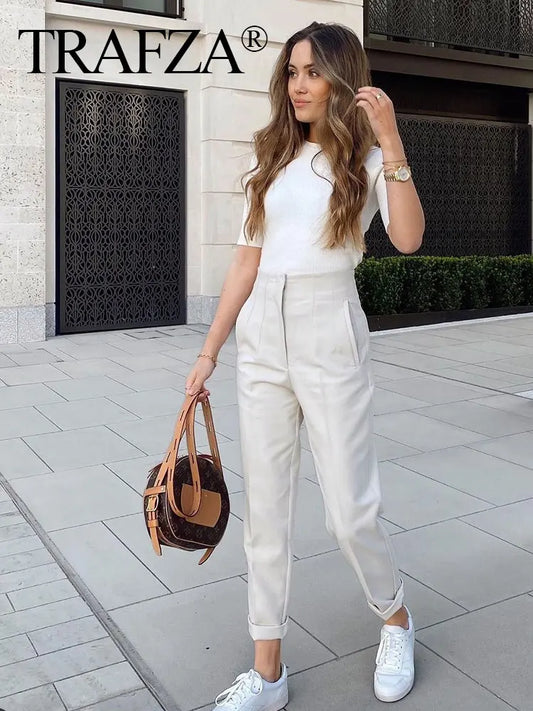 Elevate your look with these high-waist chic pencil pants – perfect for office elegance and everyday street style™