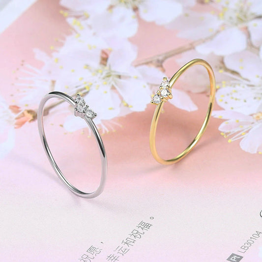 ZHOUYANG Dainty Heart Ring – Minimalist Gold CZ Knuckle Jewelry™