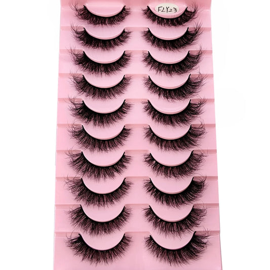 10 Pairs Natural 3D Faux Mink Eyelashes – Handmade Wispy Nude Look™