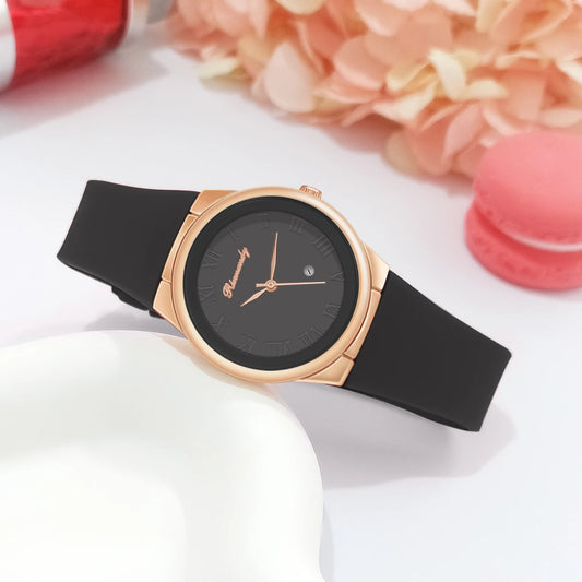 Elegant Women's Quartz Watch – Premium Silicone Strap with Date Display™