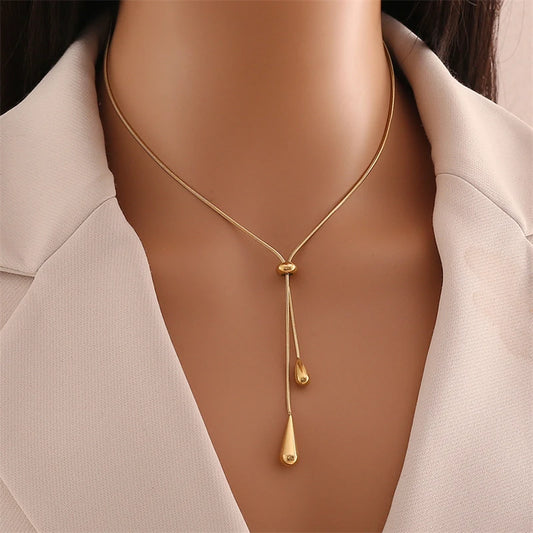 Luxury 316L Stainless Steel Water Drop Jewelry Set – Elegant Choker & Earrings for Women™