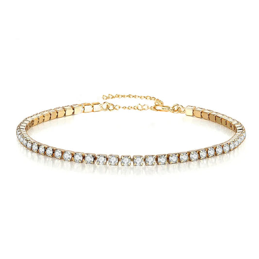 2mm Iced Out Tennis Bracelet for Women – Gold & Silver Stainless Steel with Cubic Zirconia | Elegant Wedding Jewelry Gift™