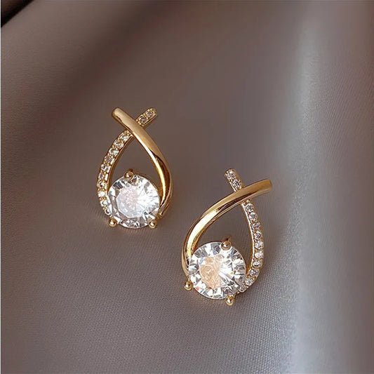 Rhinestone Cross Stud Earrings – Elegant Geometric Style for Women™