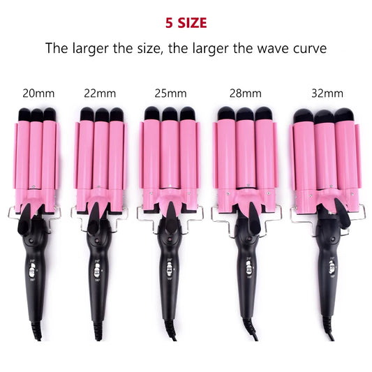 Ceramic Triple Barrel Hair Curler – Professional Wave Styling Iron™