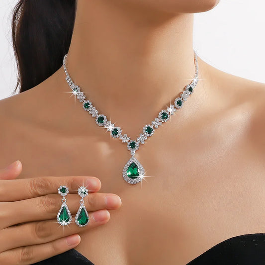 Elegant Waterdrop Rhinestone Jewelry Set – Necklace & Earrings for Weddings™