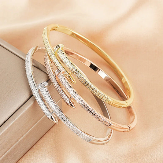 Zircon Nail Bracelet for Women – Trendy Screw Bangle Jewelry Gift™