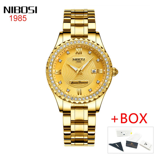 NIBOSI Women's Luxury Gold Watch – Stainless Steel Band, Elegant Bracelet Design, Top Brand Classic Relogio Feminino™