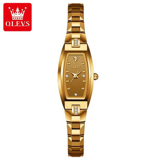 OLEVS Women's Luxury Diamond Quartz Watch – Slim Tonneau Design, Tungsten Steel Band™