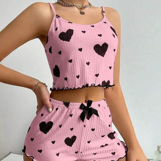 Women's Love Print Pajama Set – Soft Tank & Shorts™
