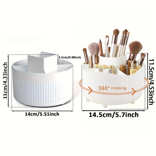 360° Rotating Makeup Brush Holder – 5-Slot Cosmetic Organizer for Vanity & Desk™